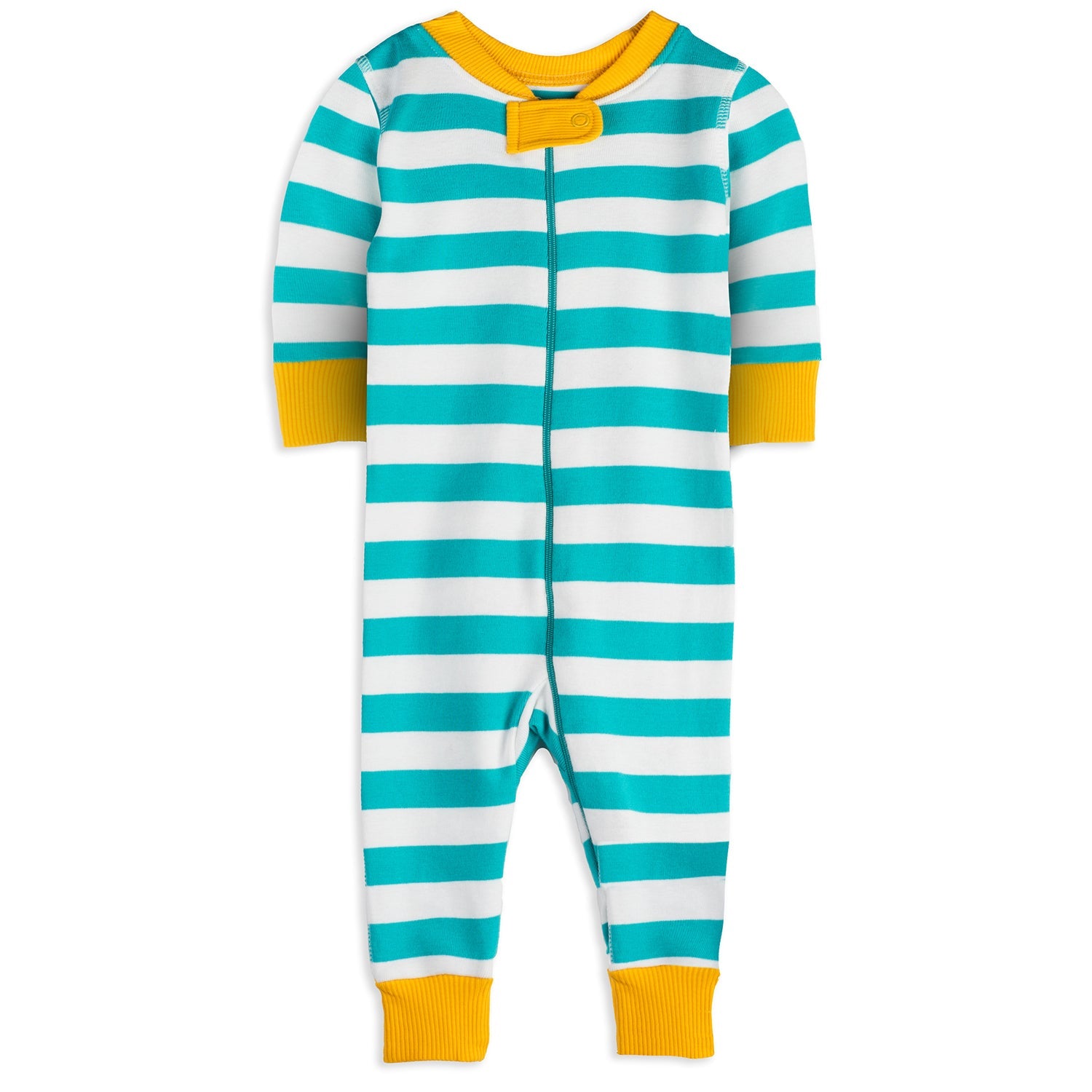 baby-pajamas-teal-stripe-1