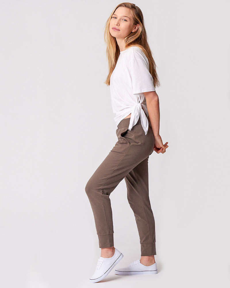 White Maternity Shirts - Nursing Mother Wearing V-Neck Tee