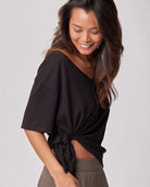 Comfortable black maternity shirt for nursing mothers - Everywhere V-Neck Tee