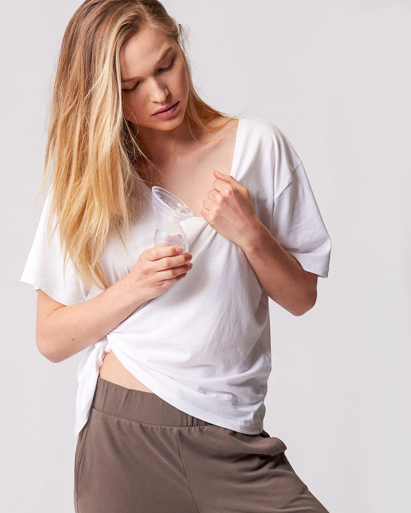 Chic White Nursing V-Neck Maternity Shirts for Mothers