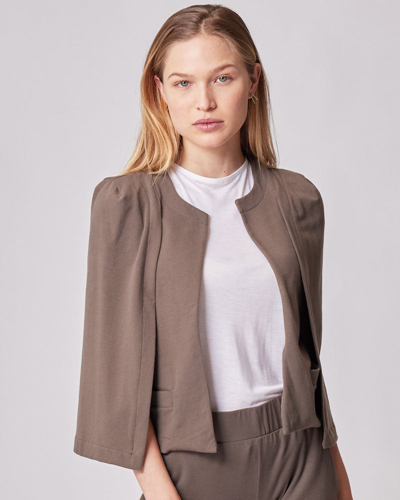 Stylish sage cape blazer, perfect for nursing mothers, the best maternity clothes