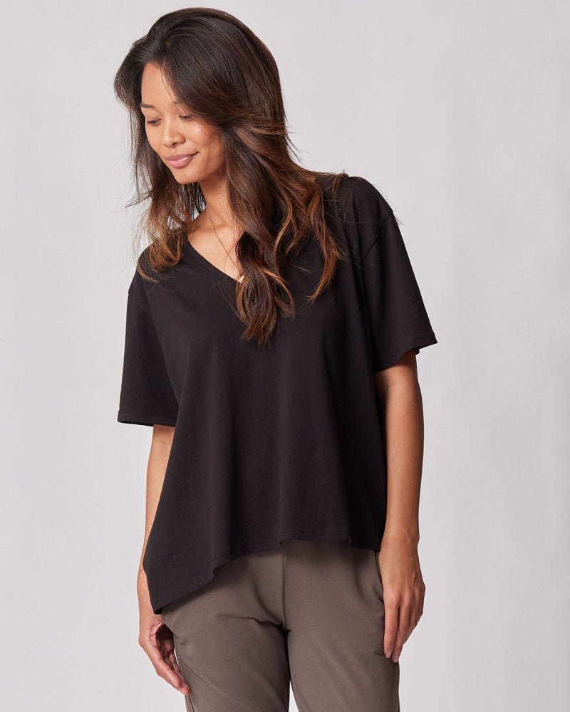 Stylish black maternity shirts for nursing mothers - Everywhere V-Neck Tee